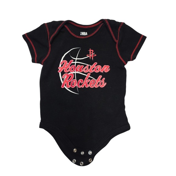 NBA Houston Rockets Baby Bodysuit One Piece 6-9 Months Infant Black Red Cotton - Picture 1 of 7